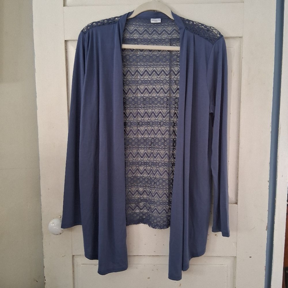 Jacqueline de Yong JDY Cornflower Blue Lace Open-Front Cardigan